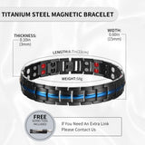 MagEnergy Titanium Steel Magnetic Bracelets for Men,4 Element Double Row Ultra Strength Magnets Wristband Magnetic Brazaletes with Adjustable Links Removal Tool & Jewelry Gift Box (Black)