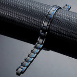 Black and Blue Stainless Steel Magnetic Bracelet For Men