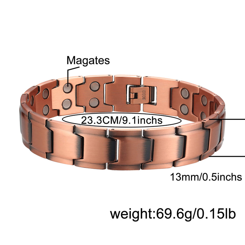 Mens Copper Bracelet For Arthritis with Double Magnets CB001M
