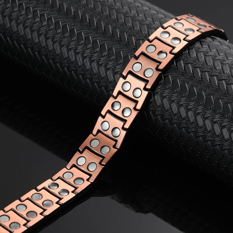 Black Copper Bracelet For Men Double Raw Magnets-CB049B