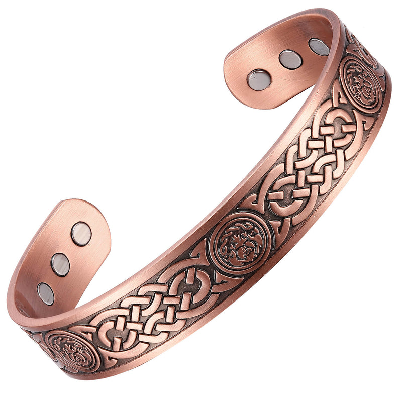 Copper Viking Bracelets For Men with Magnetic Therapy 7.5inches Adjustable Cuff Bracelet