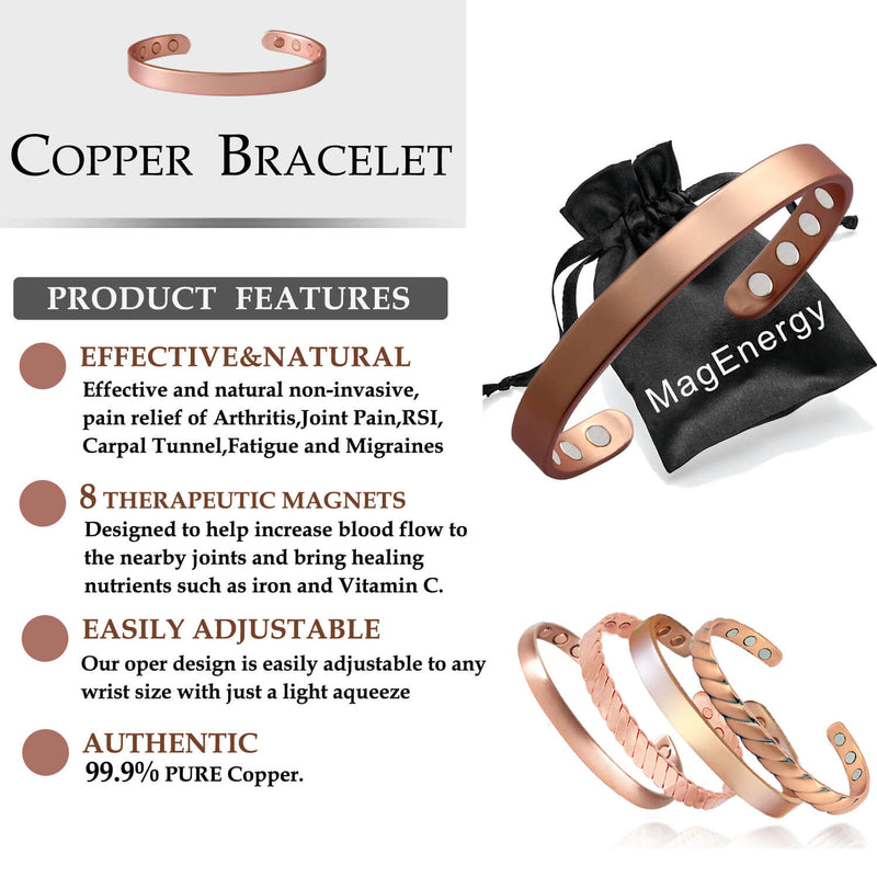 Copper Bracelet For Men and Women Plain Style-CBG024