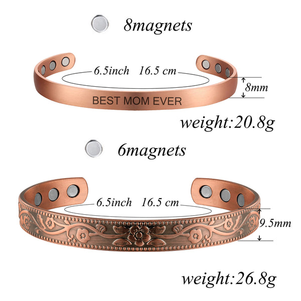 BEST MOM EVER-MOM Bracelets Copper Magnetic Therapy for Arthritis -2pcs