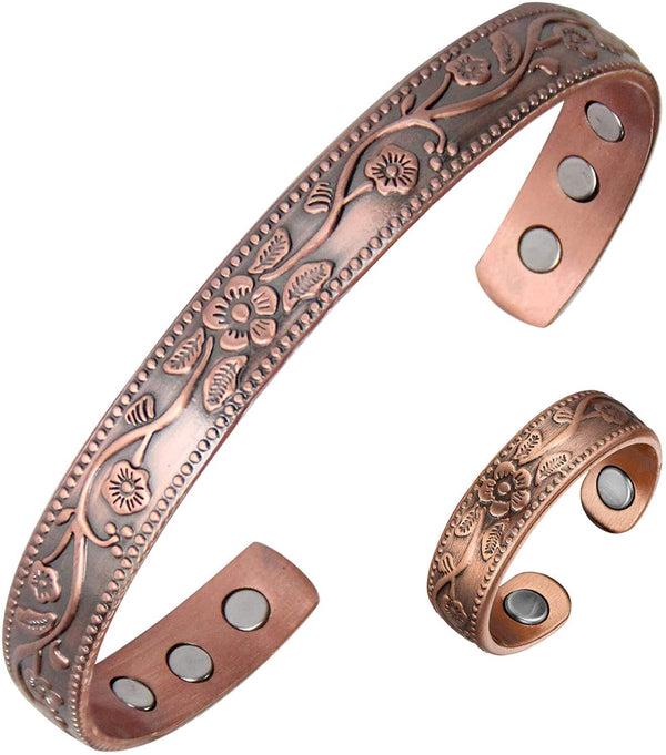Magnetic Copper Bracelet for Women Rings Arthritis Pain Relief Adjustable To Fit Most Wrist