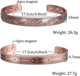 Copper Bracelet for Couples Arthritis Pain Relief 6.8 Inches Adjustable to Fit Most Wrist-2 PCK