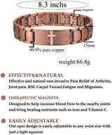 Men Copper Magnetic Bracelet Cross Bracelet