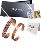 MagEnergy Magnetic Copper Bracelet for Men for Dad Arthritis Pain Relief-7.4inches Adjustable Cuff Bracelet 2PCK