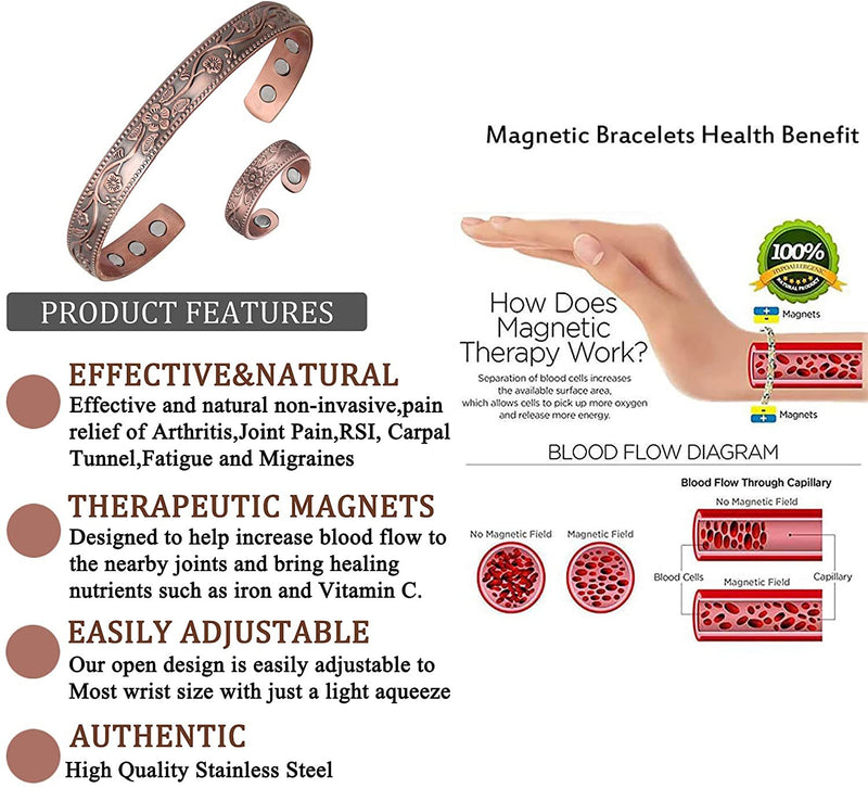 Jacanori Copper Magnetic Bracelet 99.9% Copper Womens Crystal Therapy  Bracelet Pain Relief For Arthritis And Carpal Tunnel Syndrome 7.8 Inch  Adjustable : Amazon.in: Health & Personal Care