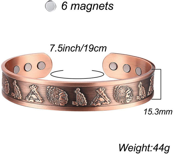 Magnetic Copper Bracelet for Men Celtic Viking Bracelet for Arthritis Carpal Tunnel 7.5inches Adjustable to Fit Most Wrist
