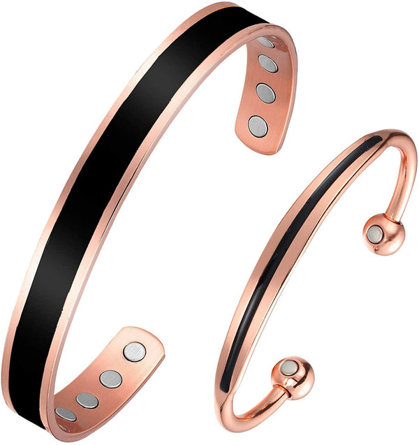 Magnetic Copper Bracelet for Women Men Arthritis Pain Relief Adjustable to Fit Most Wrist-2PCK