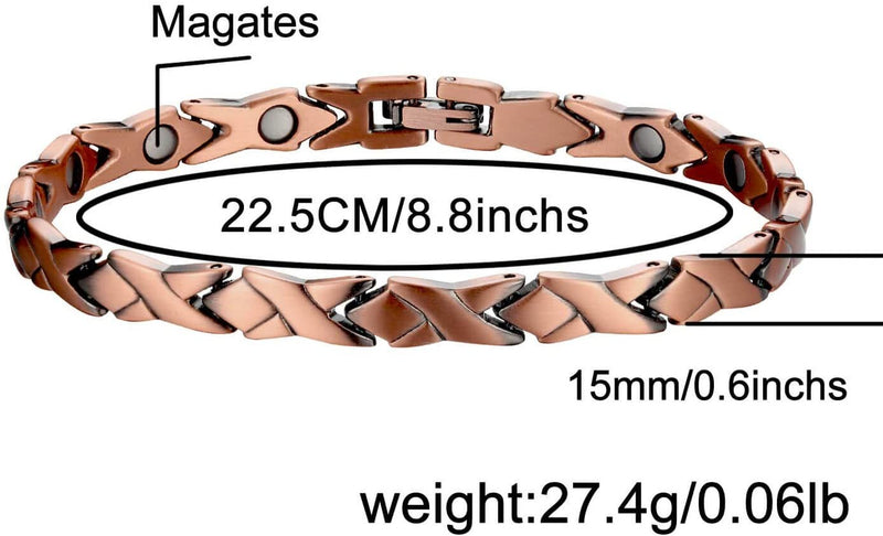 Copper Magnetic Bracelet for Women Pain Relief for Arthritis and Carpal Tunnel Migraines Tennis Elbow