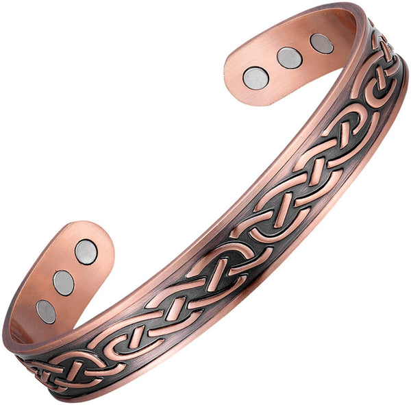 Copper Viking Bracelet for Men Magnetic Therapy Arthritis Pain Relief 7.5inch Adjustable CBG252