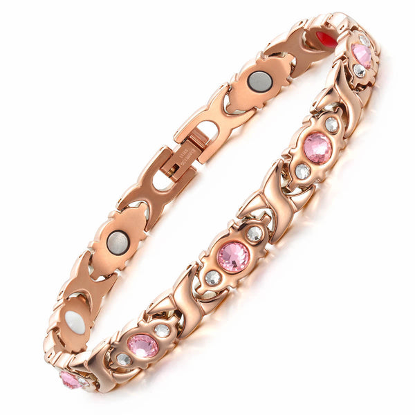Rose Gold Bracelet For Women Crystal Design 4 in 1 Health-B047R